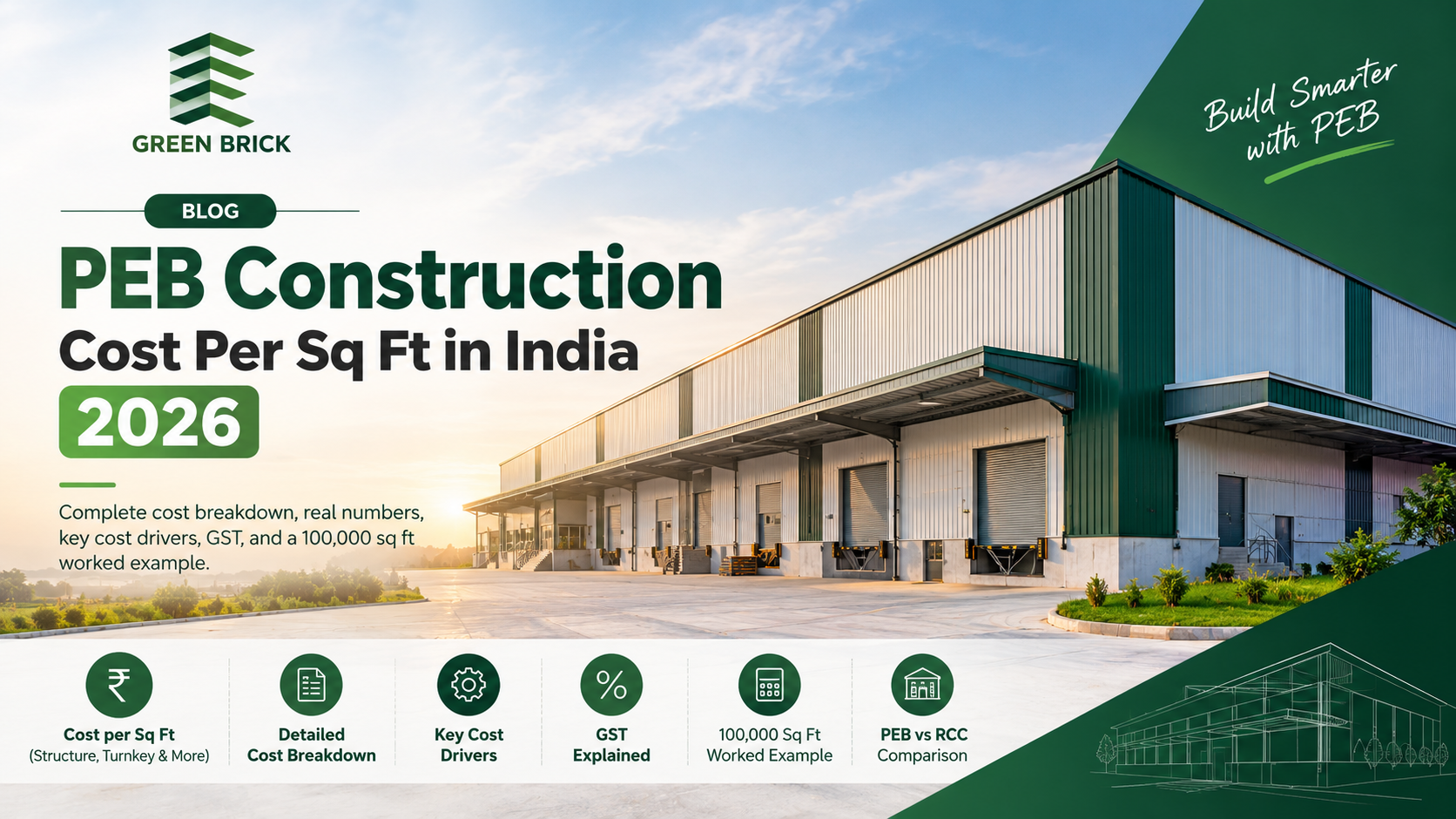 PEB construction cost per sq ft in India 2026 – Green Brick Project