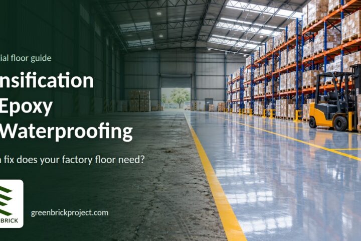 Worn concrete floor next to an epoxy-coated floor in a warehouse